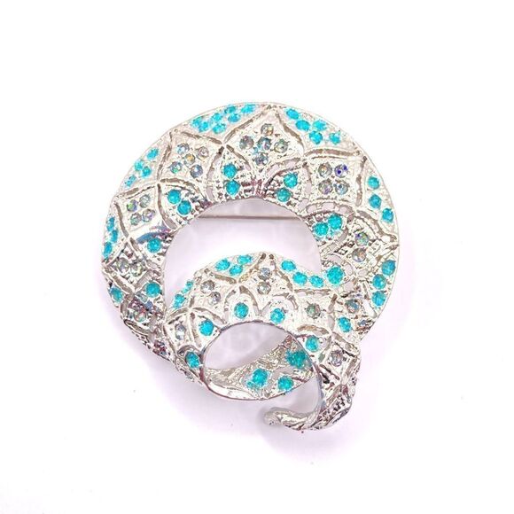 Silver round swirl glitter brooch pin - Picture 1 of 4